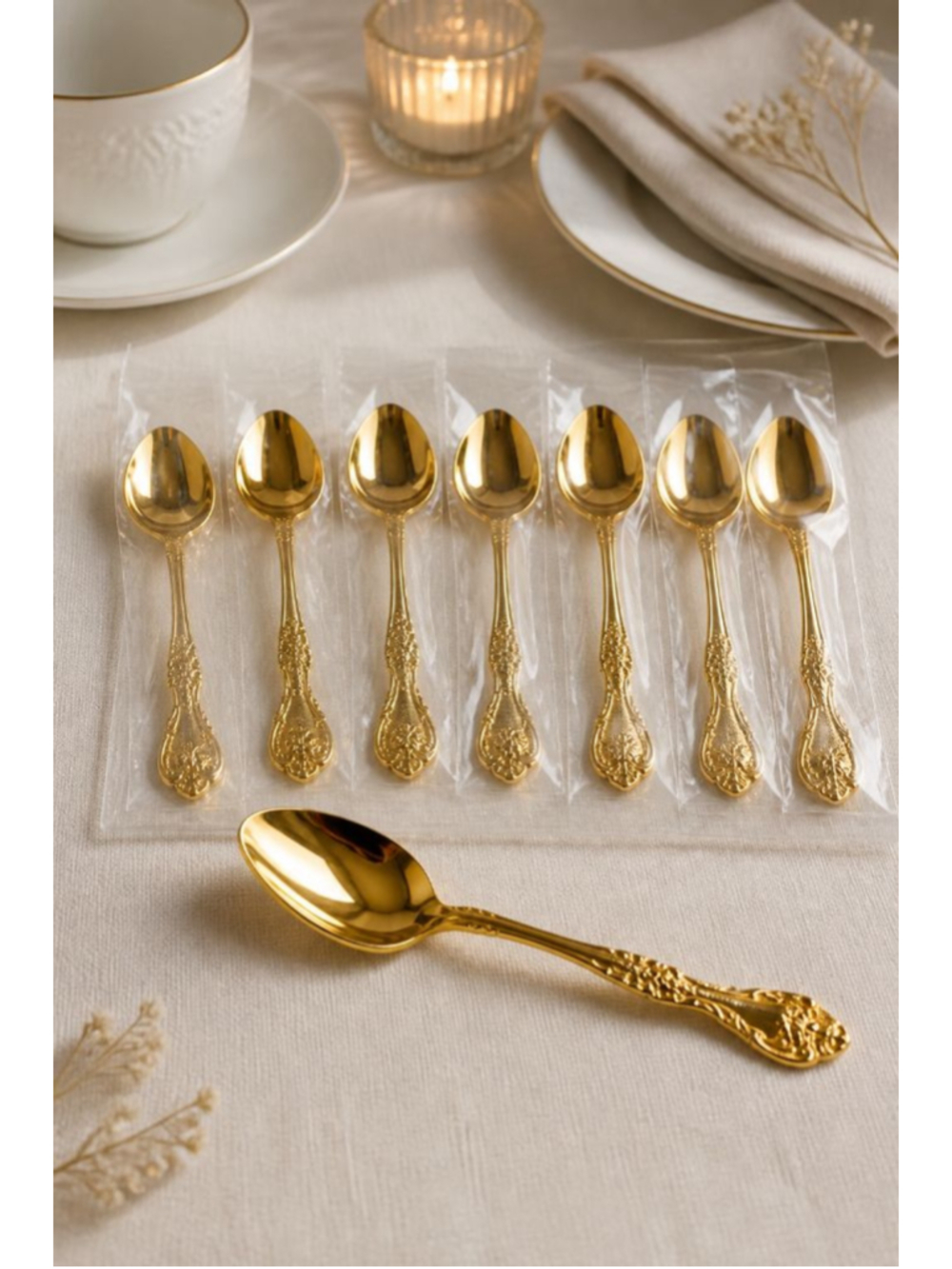 Vintage 8pc Tea/ Dessert Spoon Stainless Flatware Victoriana.